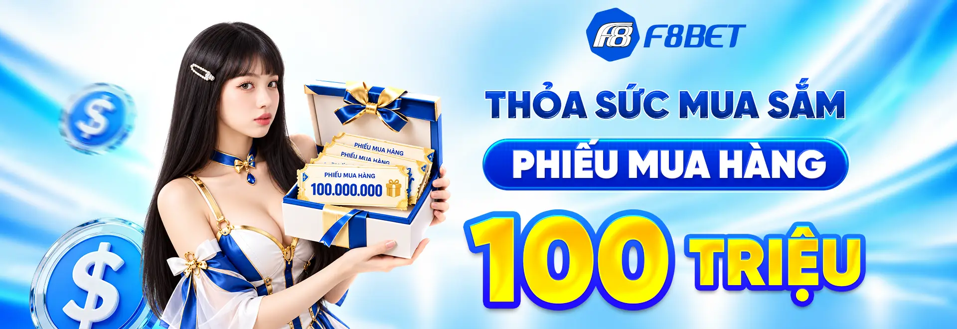 banner f8bet thỏa sức mua sắm phiếu mua hàng 100 triệu